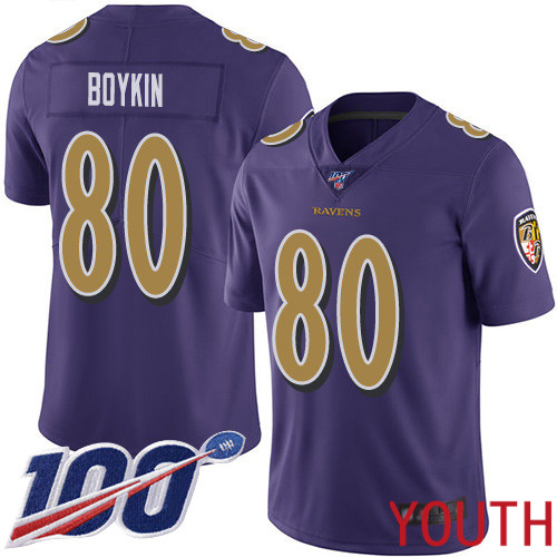 Baltimore Ravens Limited Purple Youth Miles Boykin Jersey NFL Football #80 100th Season Rush Vapor Untouchable